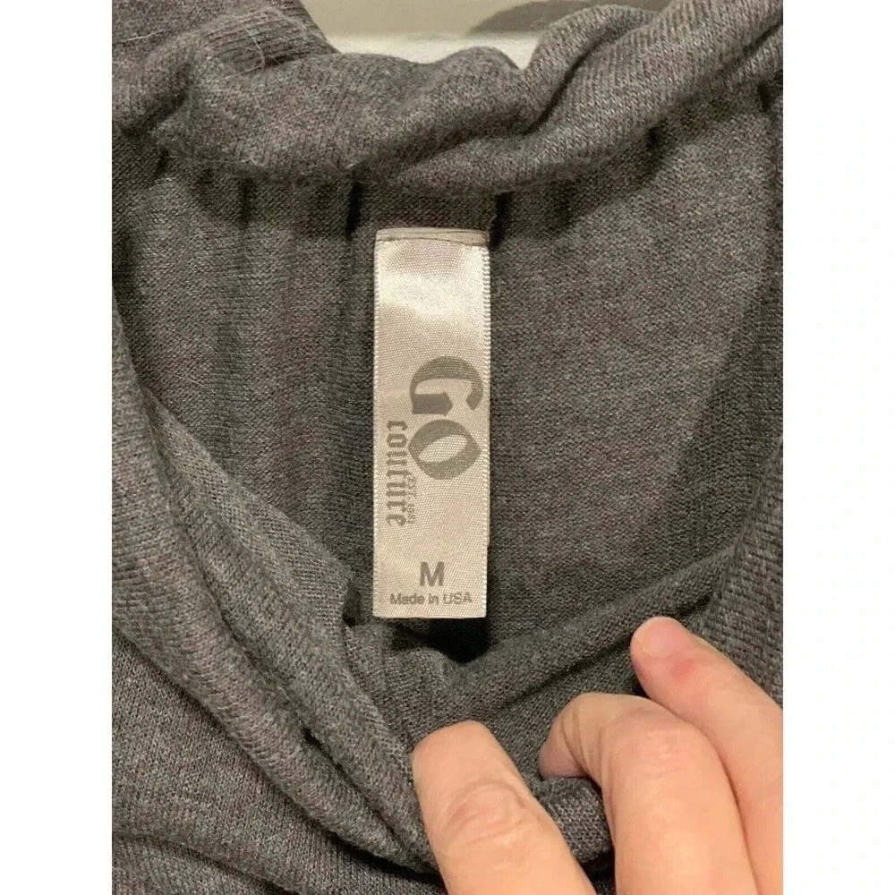 Go Couture Cowl Neck Long Sleeve Knit Top Gray Size M - Picture 2 of 2